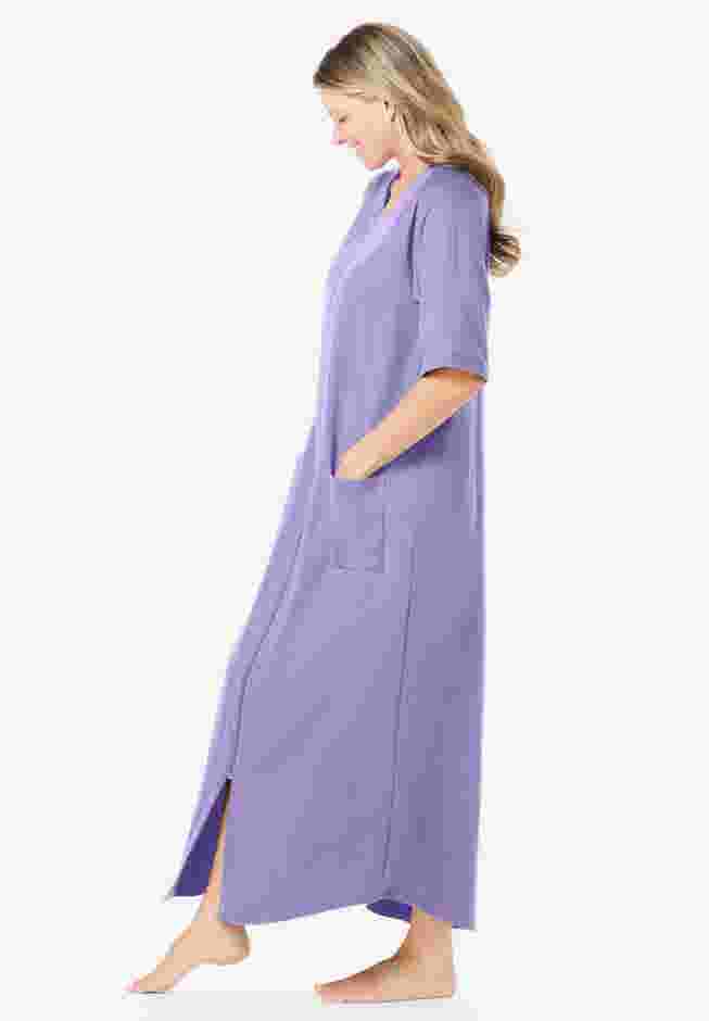 Long French Terry Zip-Front Robe image number 2
