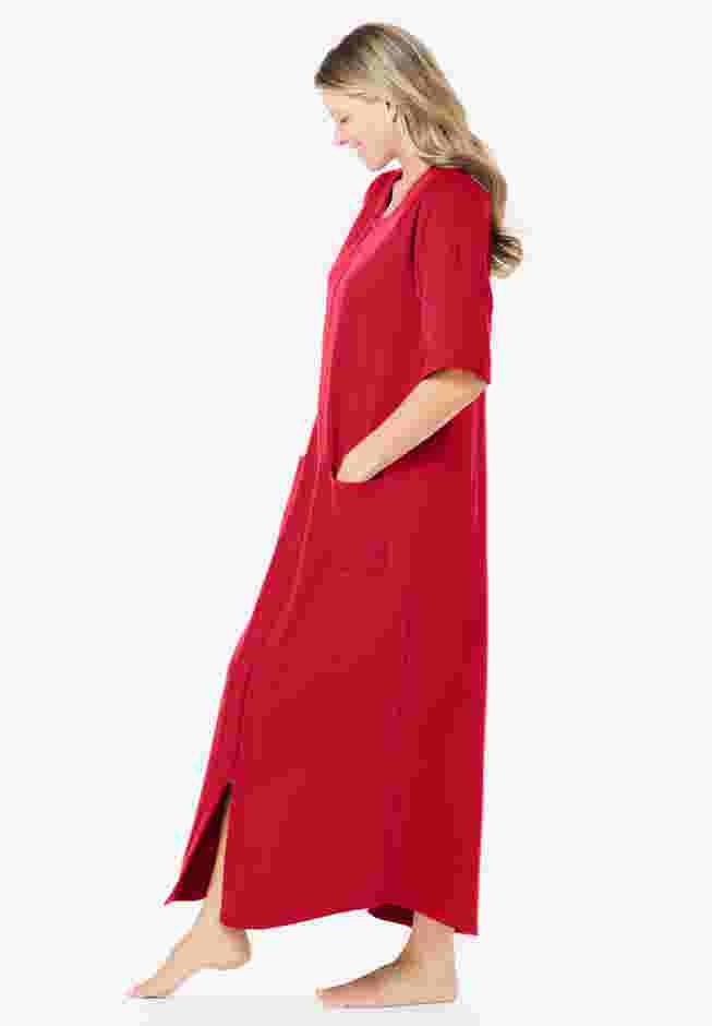 Long French Terry Zip-Front Robe image number 2