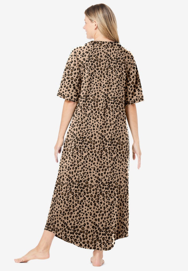 Long French Terry Zip-Front Robe image number 1
