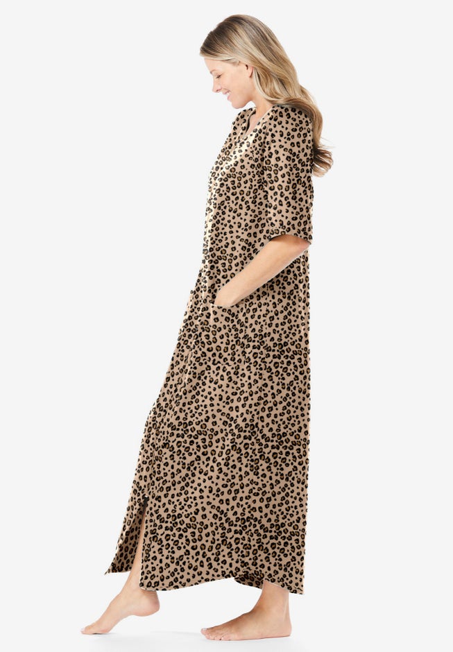 Long French Terry Zip-Front Robe image number 2