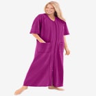 Long French Terry Zip-Front Robe image number null