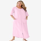 Long French Terry Zip-Front Robe image number null