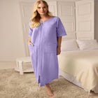 Long French Terry Zip-Front Robe image number null