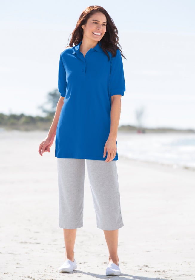 Elbow-Sleeve Polo Tunic image number 3