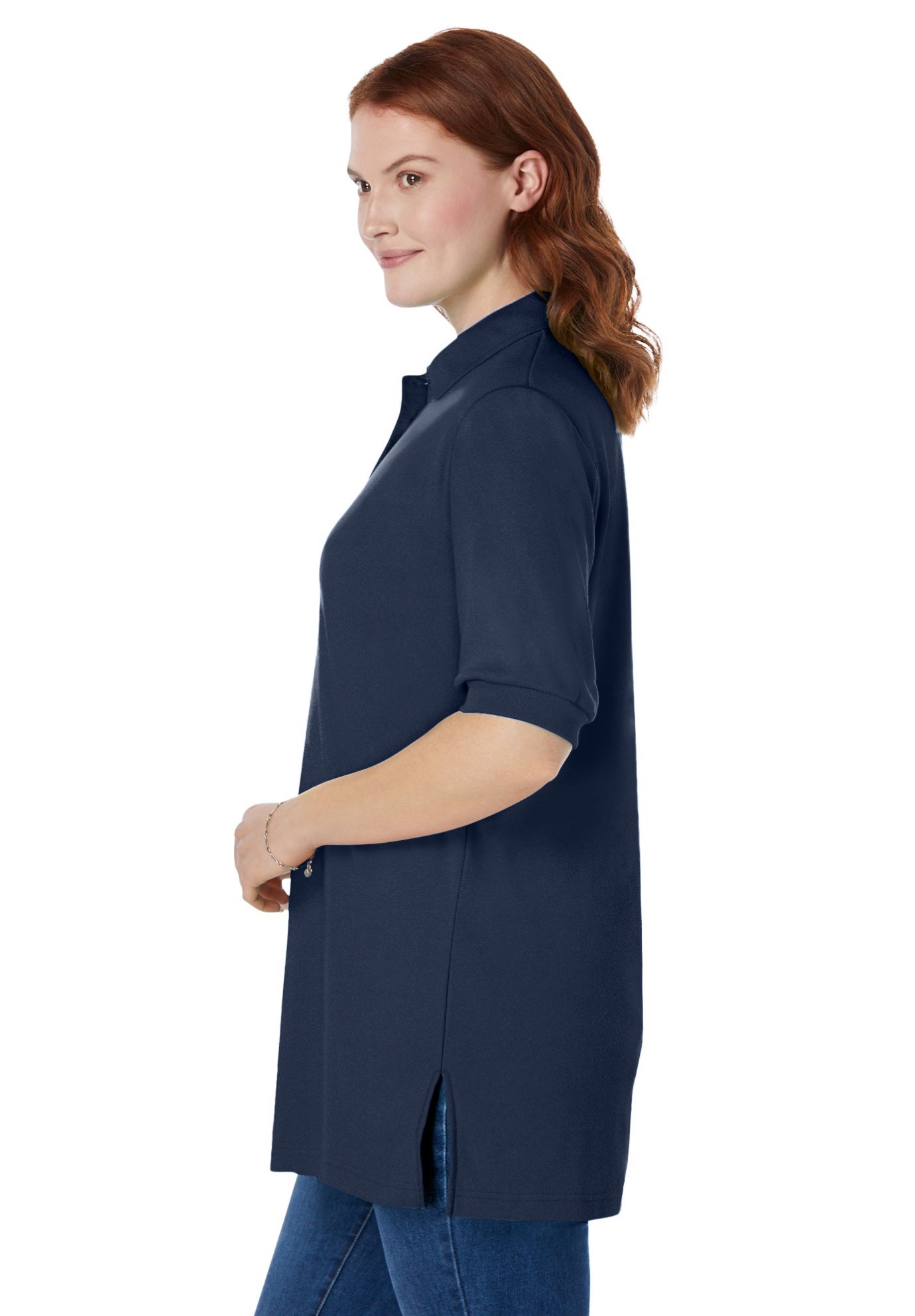Elbow-Sleeve Polo Tunic image number 2