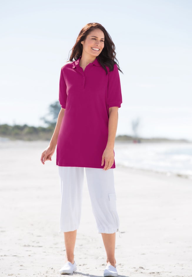 Elbow-Sleeve Polo Tunic image number 3