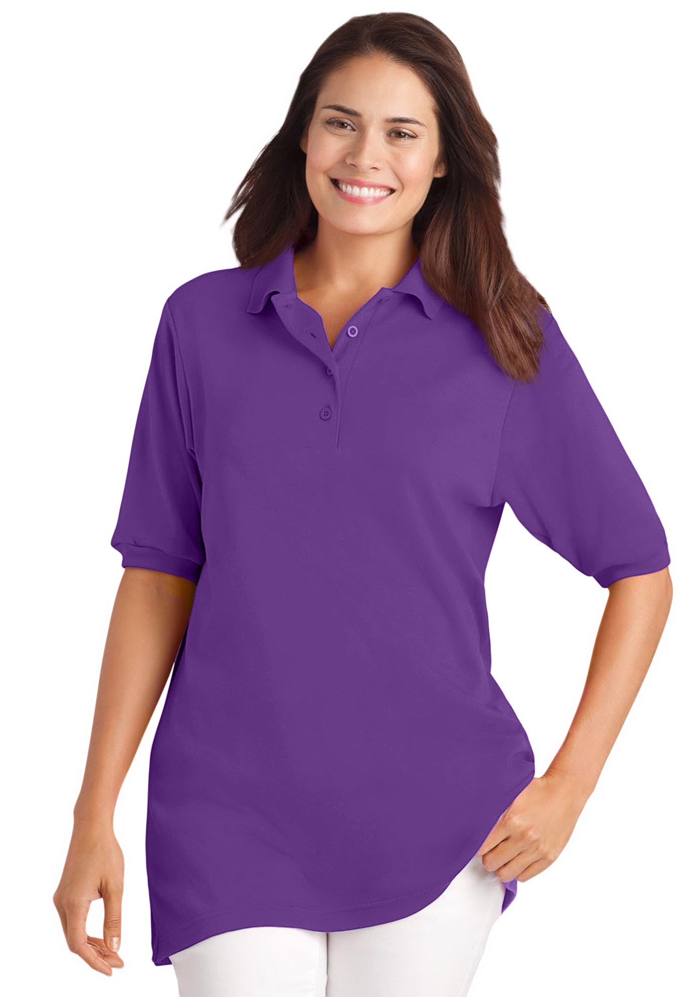 Elbow-Sleeve Polo Tunic image number 0