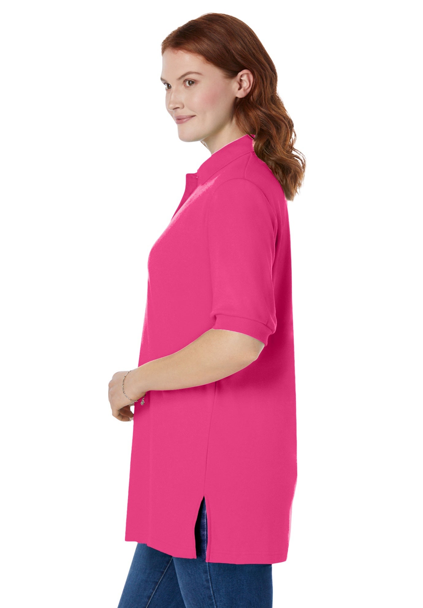 Elbow-Sleeve Polo Tunic image number 2