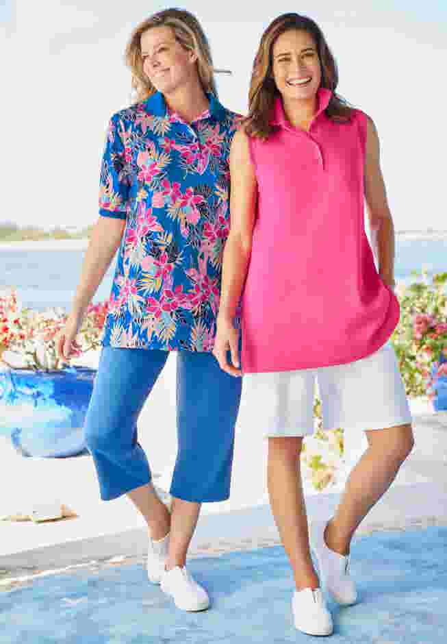 Elbow-Sleeve Polo Tunic image number 2