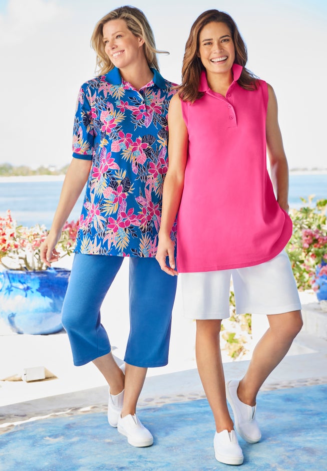 Elbow-Sleeve Polo Tunic image number 4