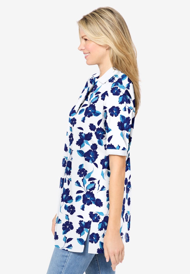 Elbow-Sleeve Polo Tunic image number 2