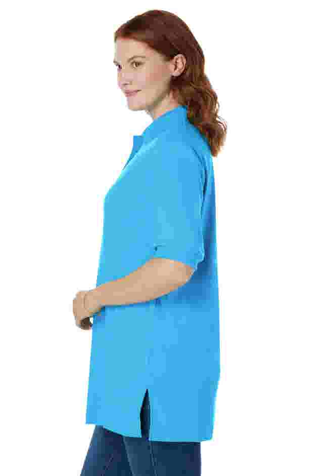 Elbow-Sleeve Polo Tunic image number 2