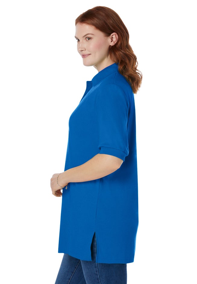 Elbow-Sleeve Polo Tunic image number 2