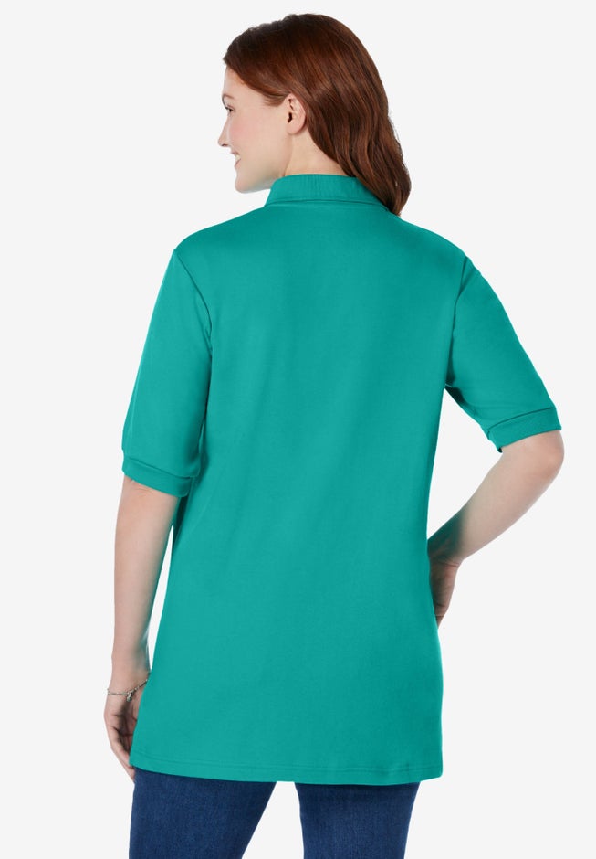 Elbow-Sleeve Polo Tunic image number 1