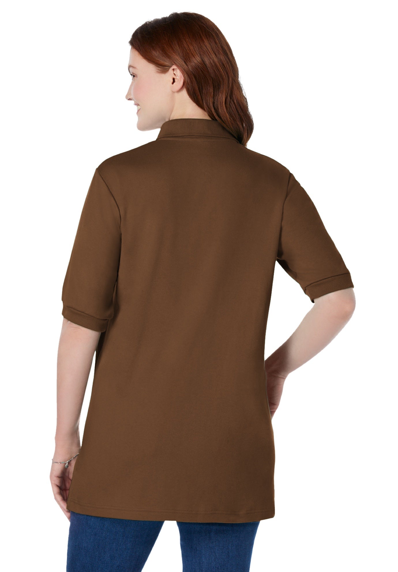 Elbow-Sleeve Polo Tunic image number 1