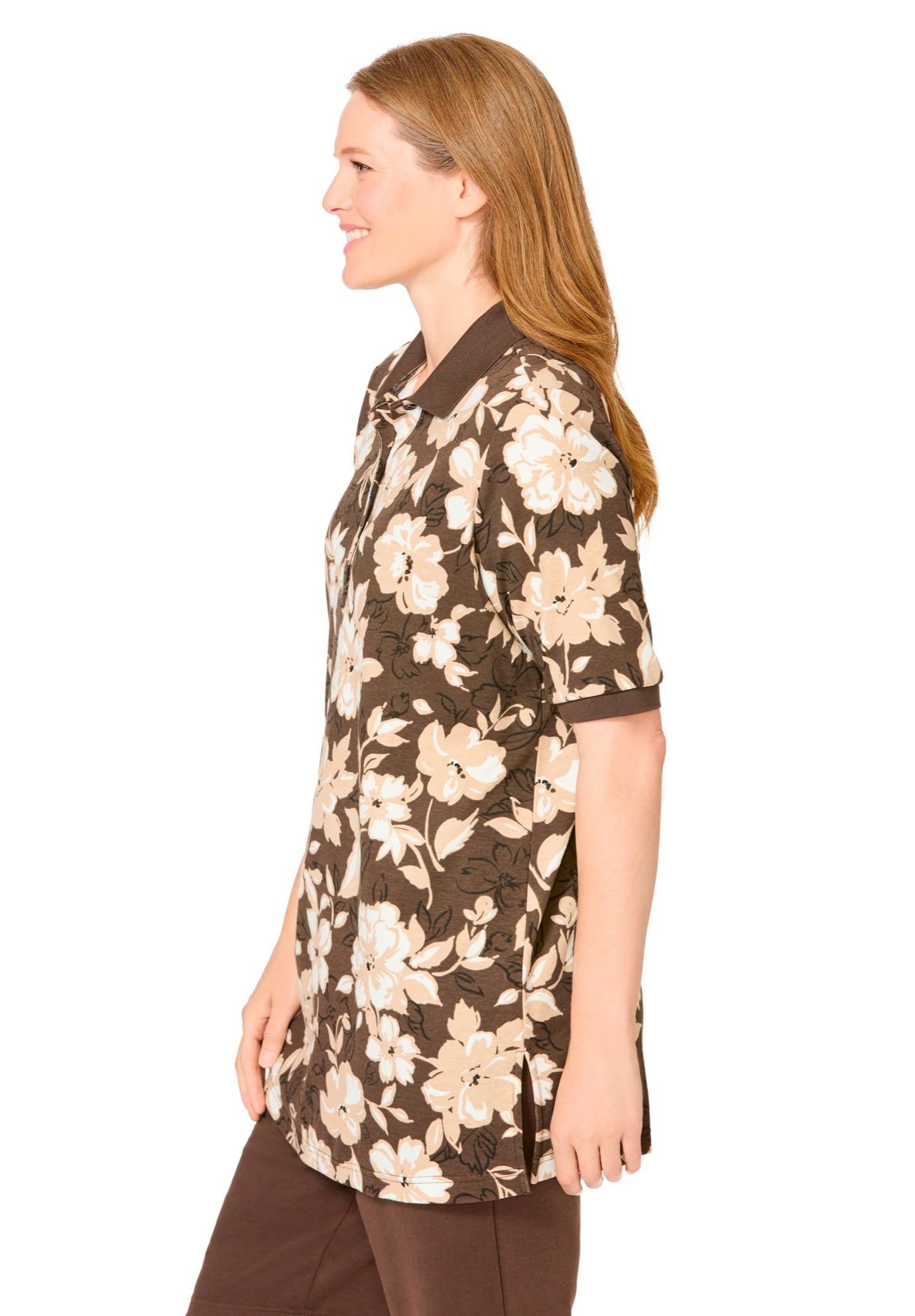 Elbow-Sleeve Polo Tunic image number 2