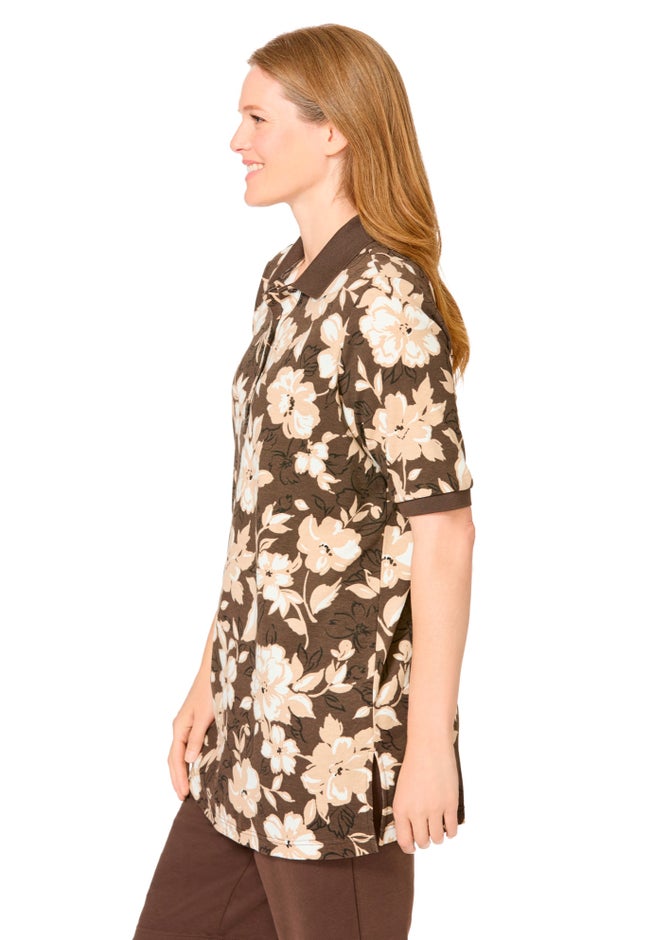 Elbow-Sleeve Polo Tunic image number 2