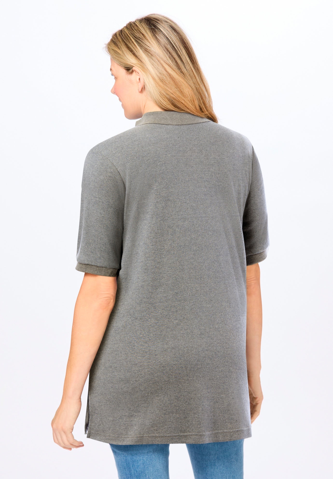 Elbow-Sleeve Polo Tunic image number 1