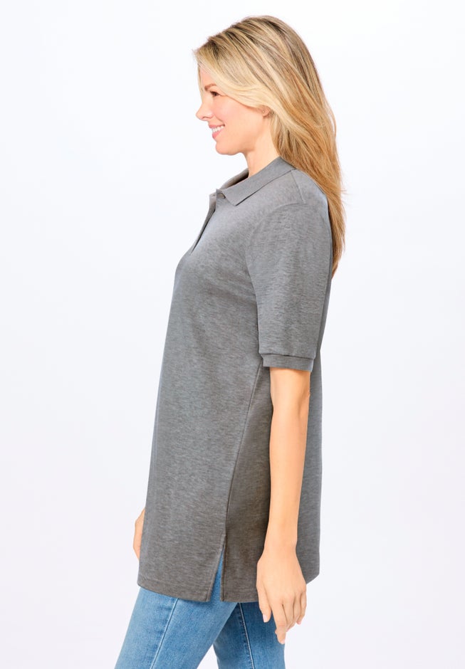 Elbow-Sleeve Polo Tunic image number 2