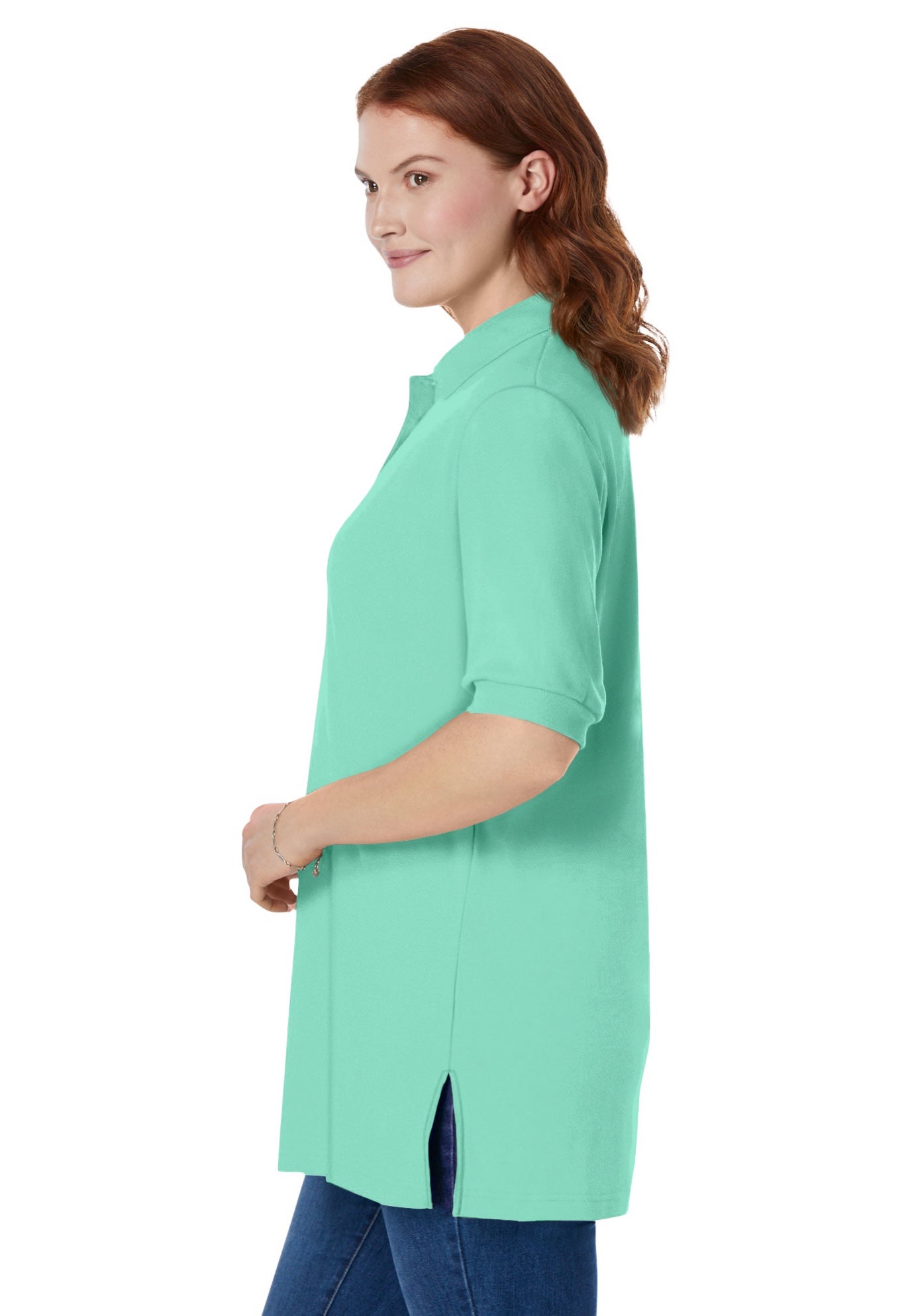 Elbow-Sleeve Polo Tunic image number 2