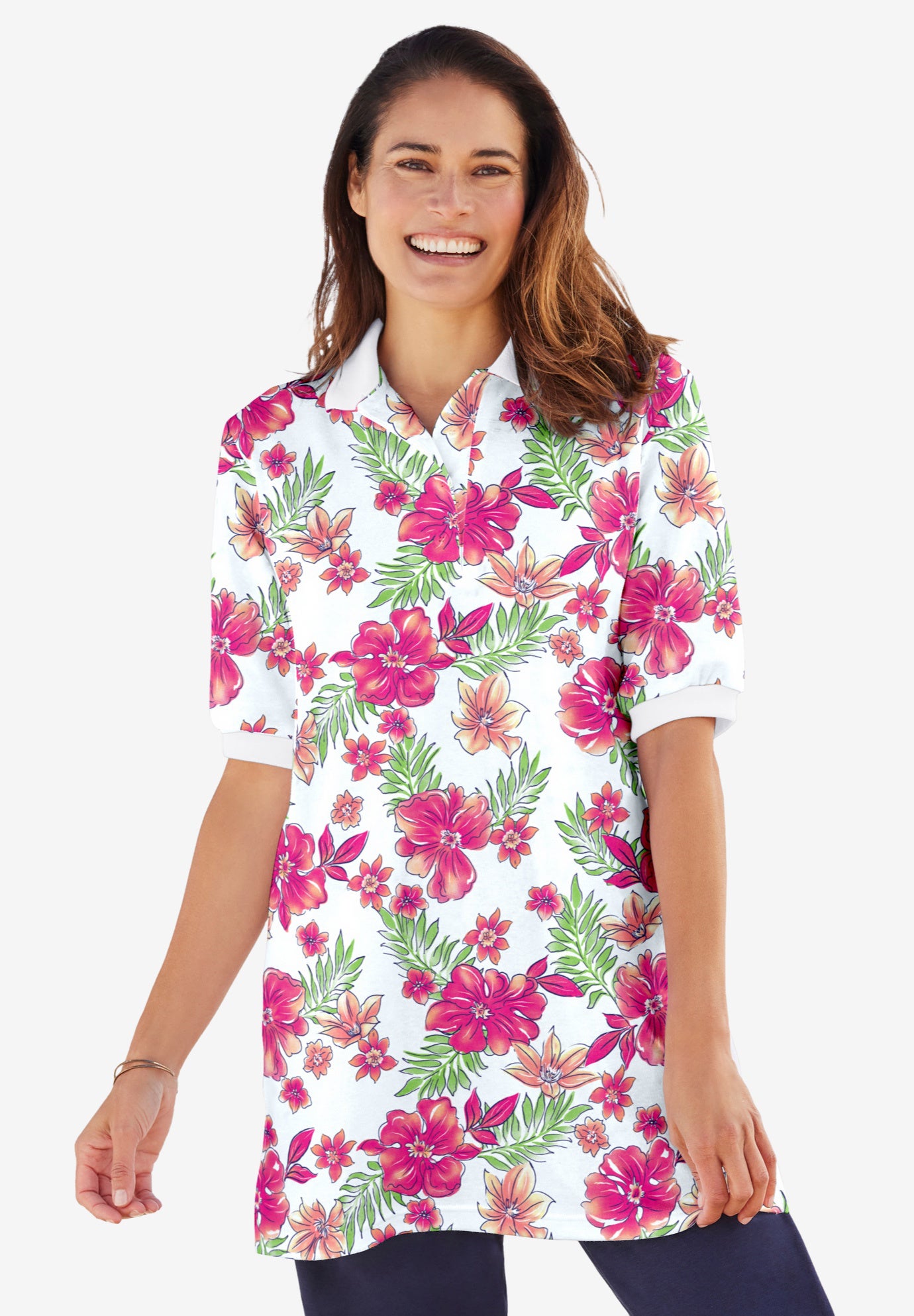 Elbow-Sleeve Polo Tunic image number 0