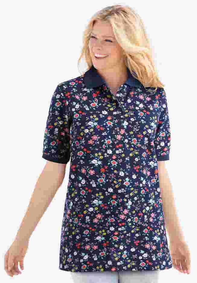 Elbow-Sleeve Polo Tunic image number 0