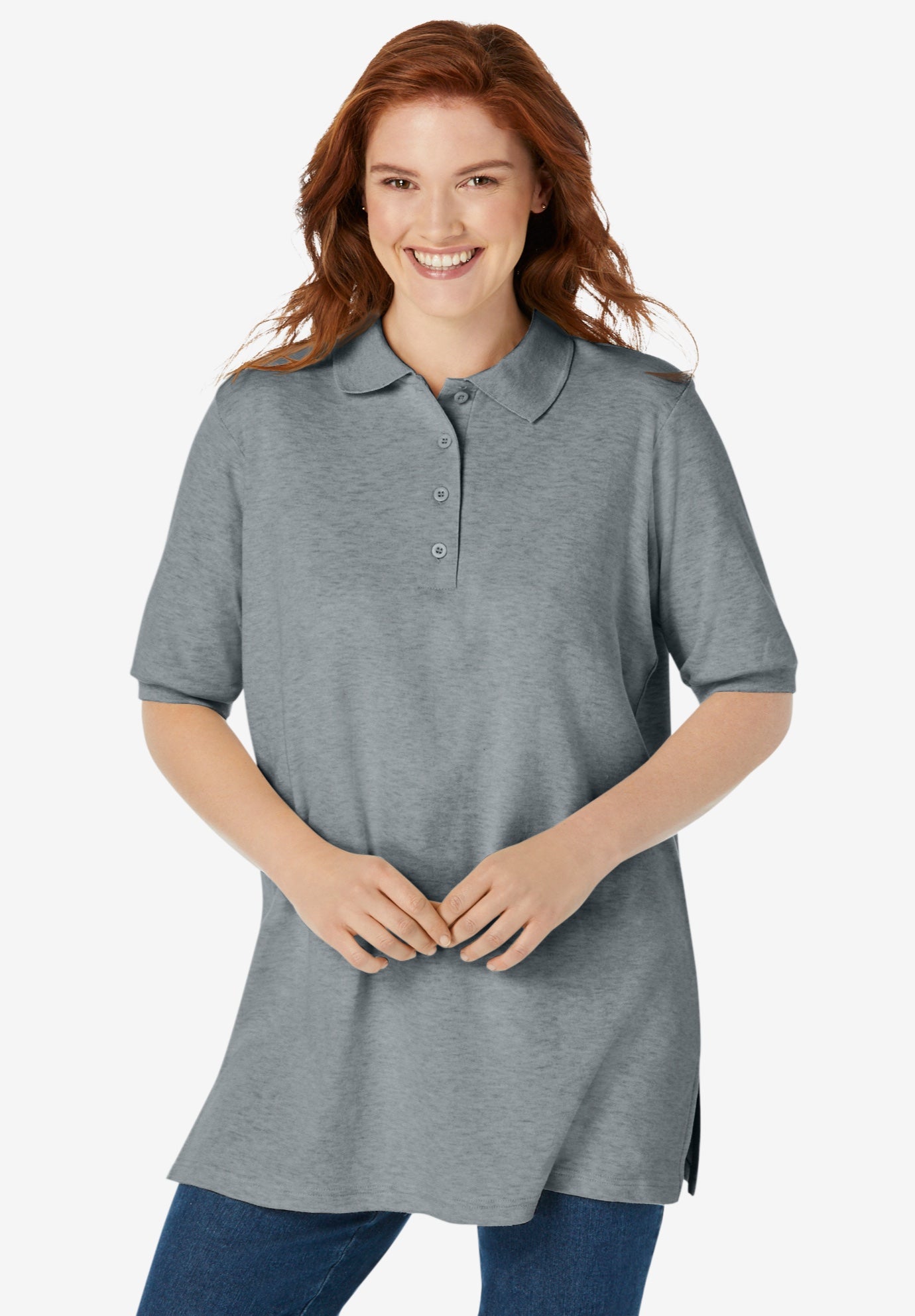 Elbow-Sleeve Polo Tunic image number 0