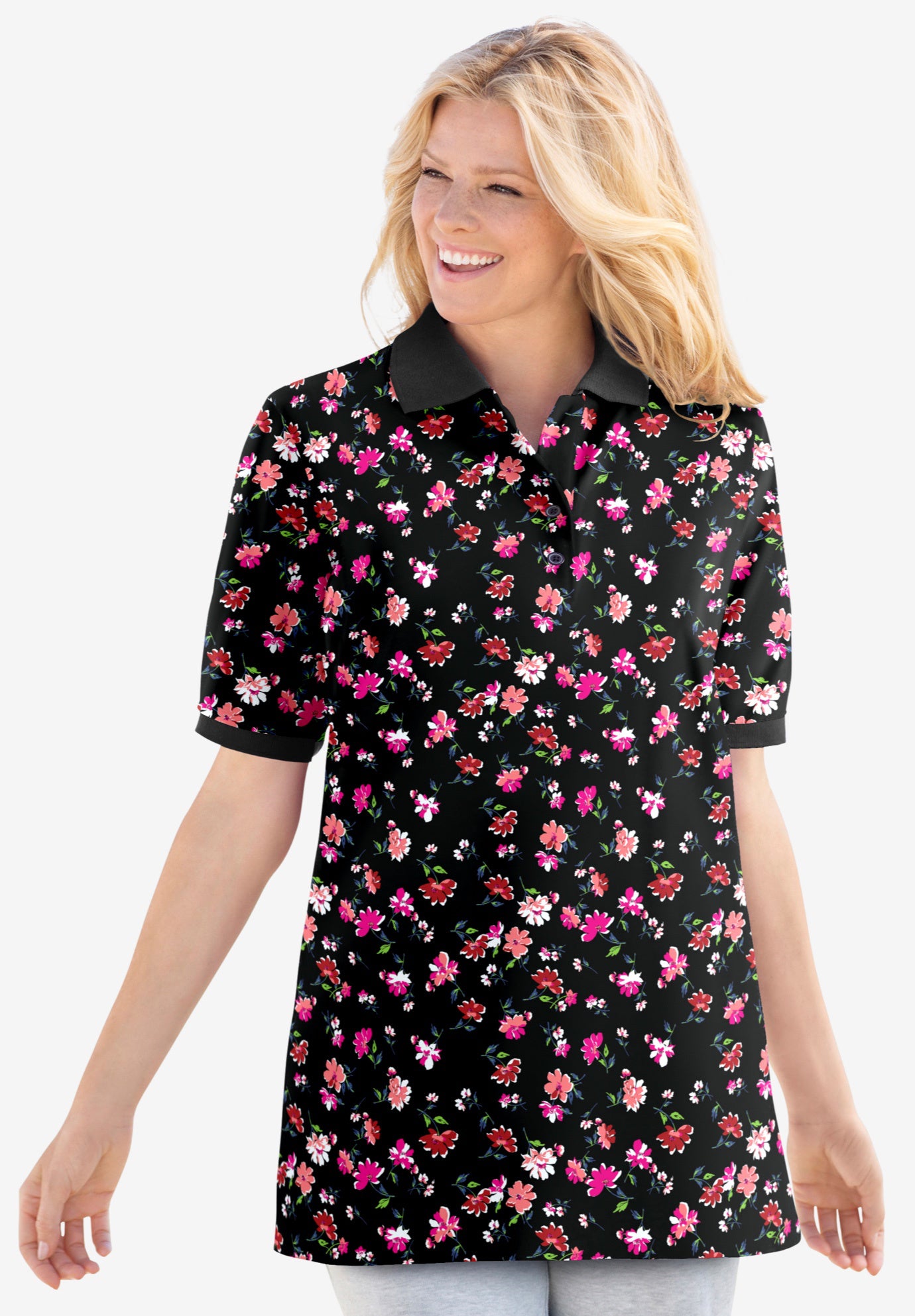 Elbow-Sleeve Polo Tunic image number 0