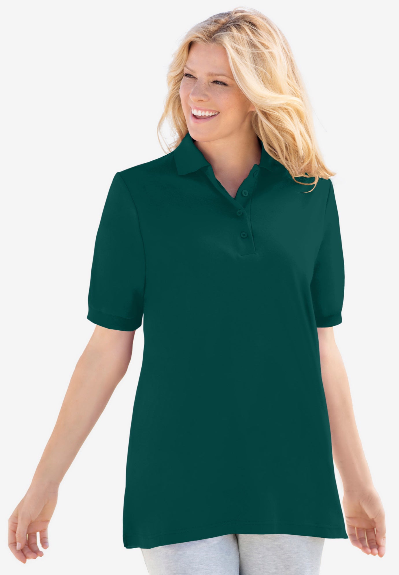 Elbow-Sleeve Polo Tunic image number 0