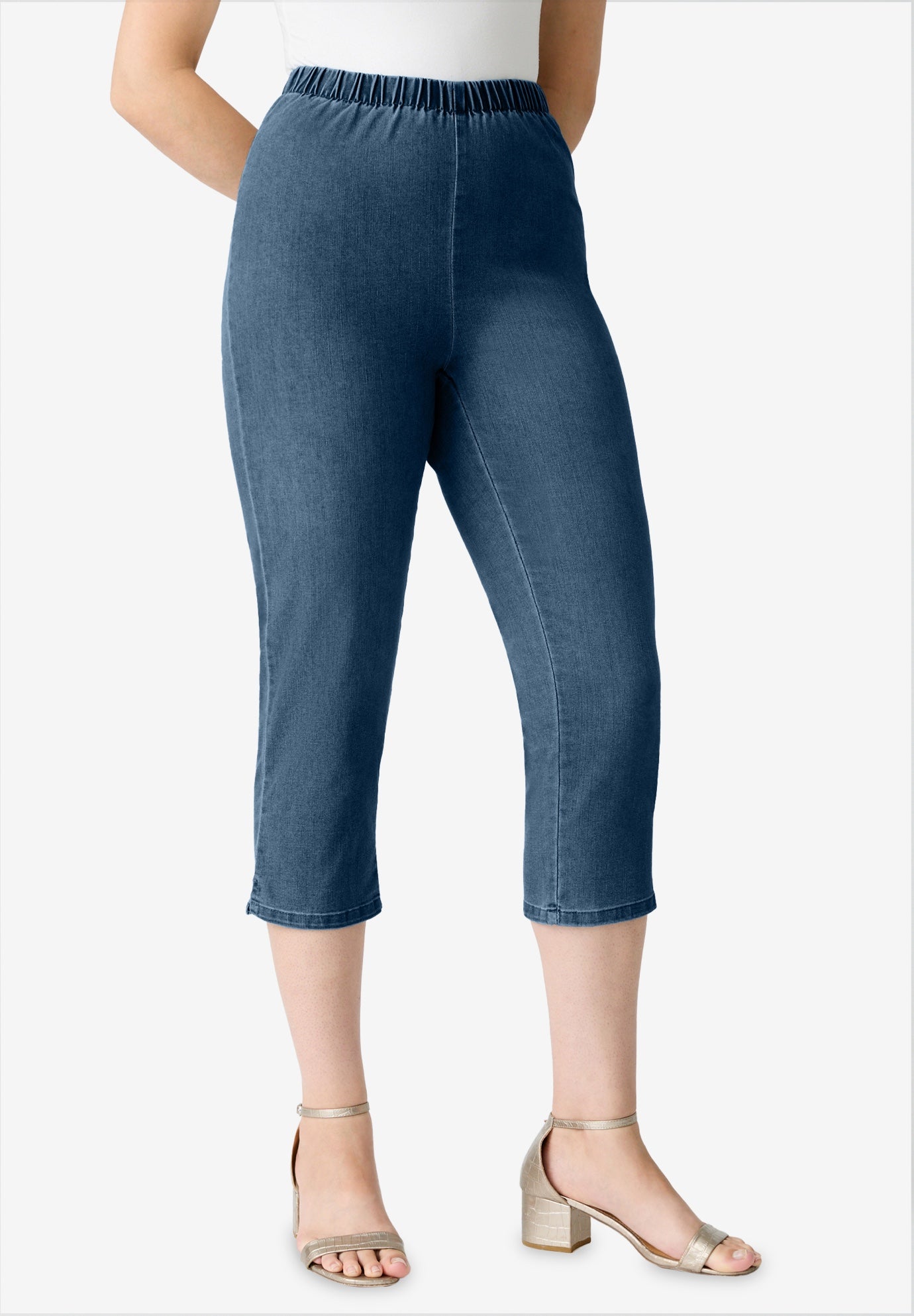 Plus Size Comfort Stretch Capri Jean image number 0