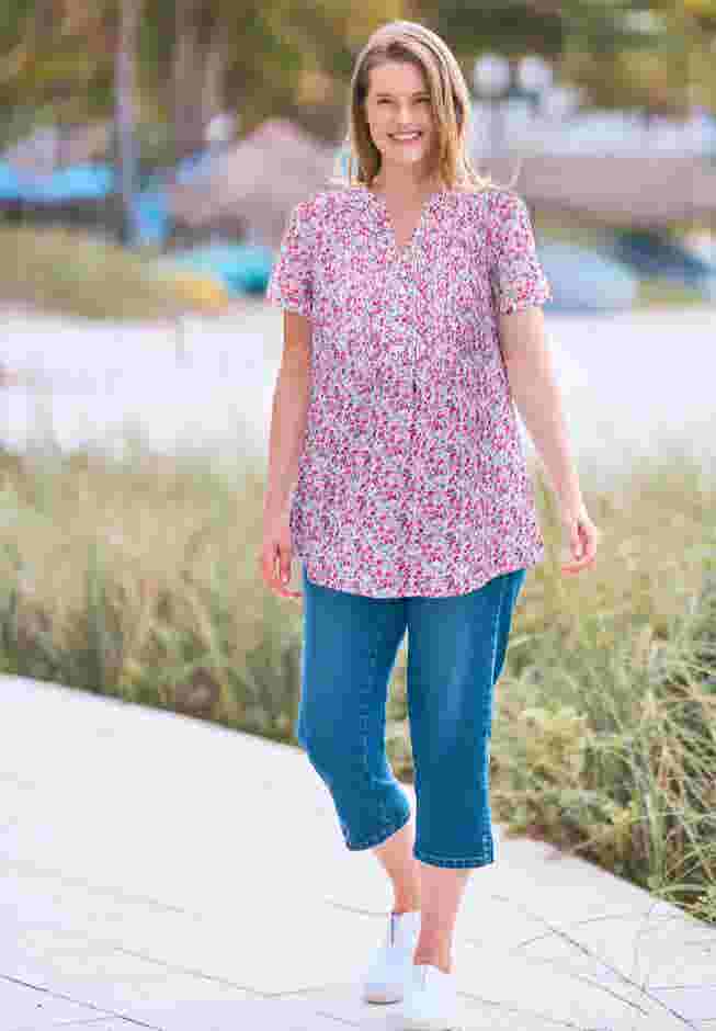Pintucked Half-Button Tunic image number 5