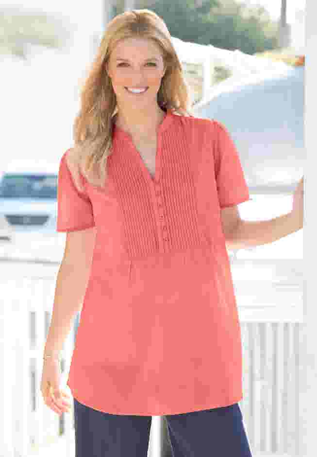 Pintucked Half-Button Tunic image number 7