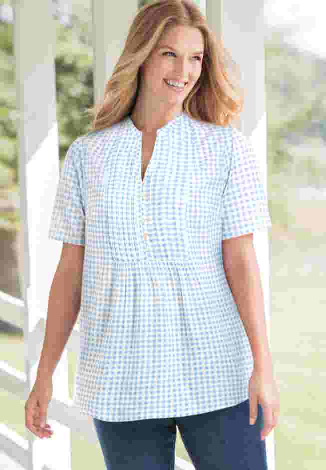 Pintucked Half-Button Tunic image number 0