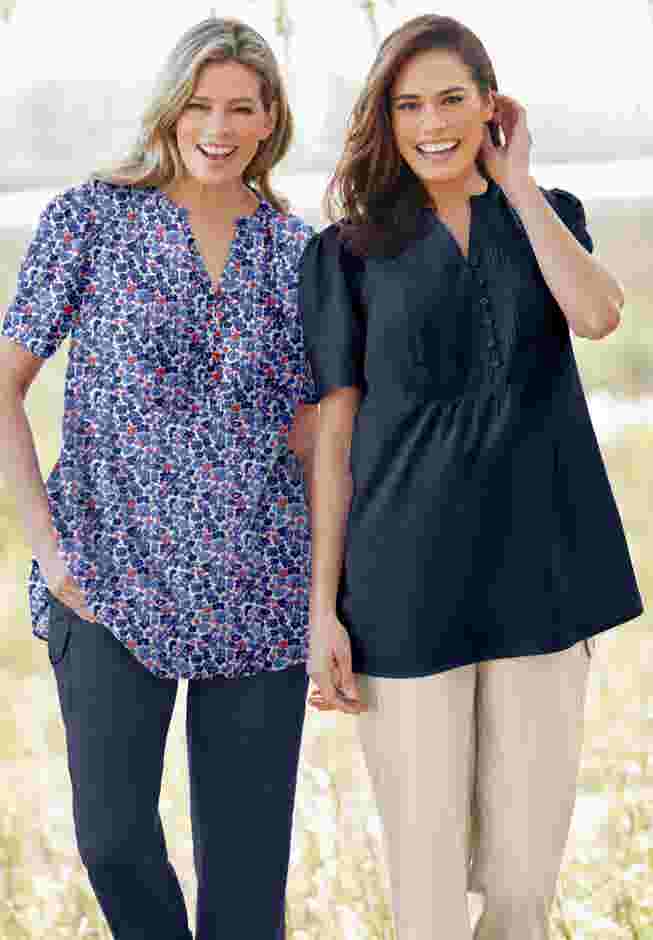 Pintucked Half-Button Tunic image number 0