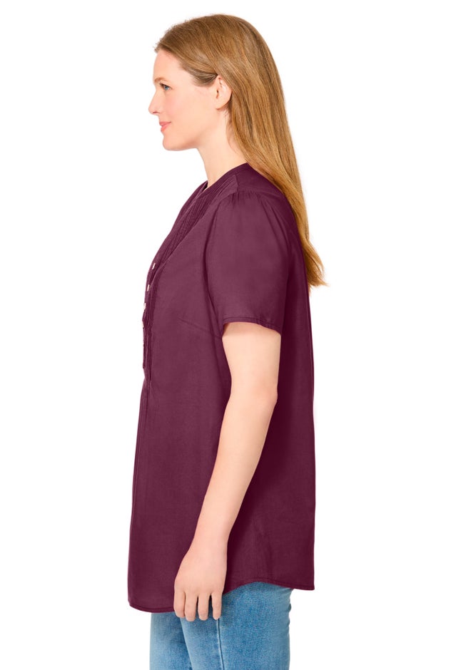 Pintucked Half-Button Tunic image number 2