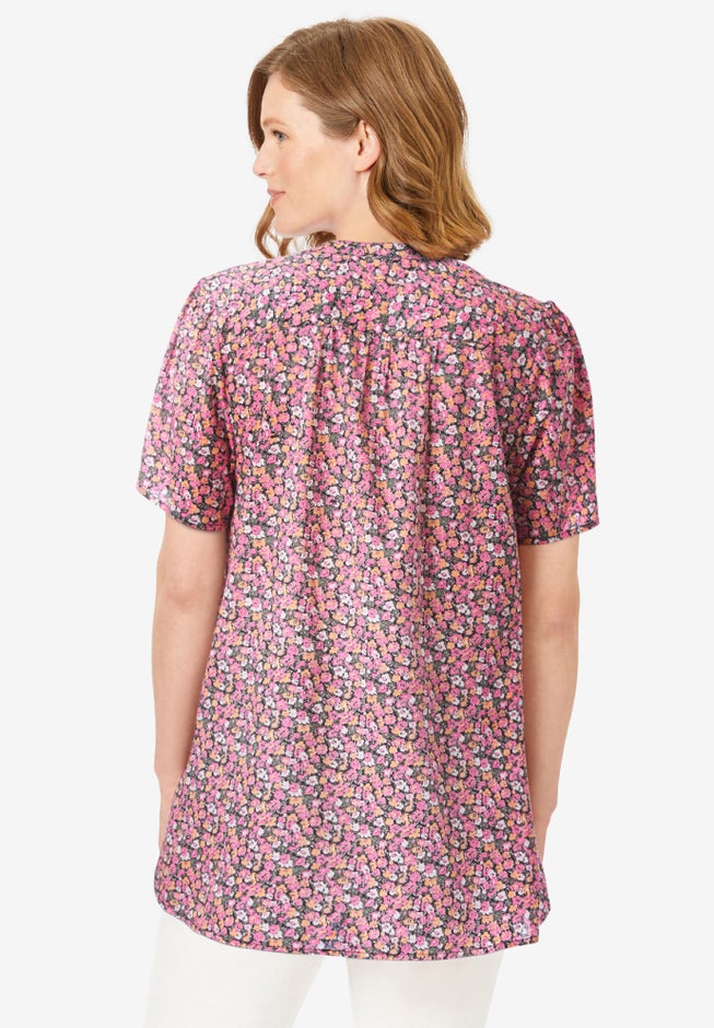 Pintucked Half-Button Tunic image number 1