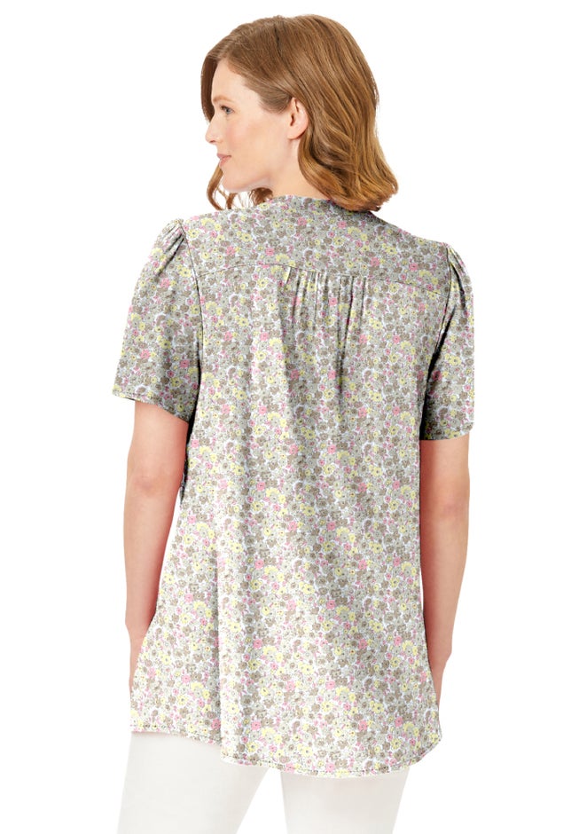 Pintucked Half-Button Tunic image number 1