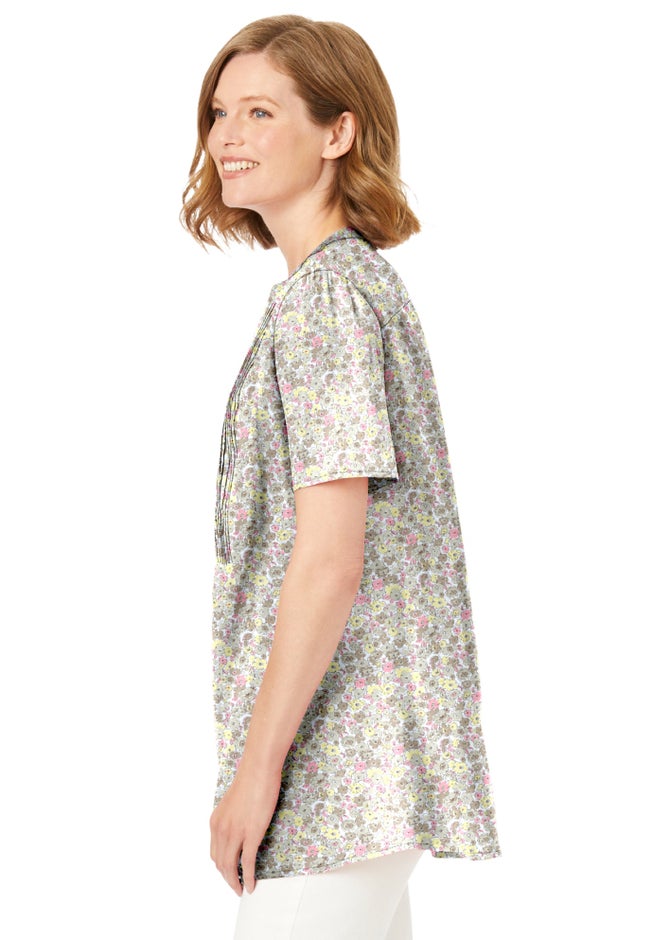 Pintucked Half-Button Tunic image number 2