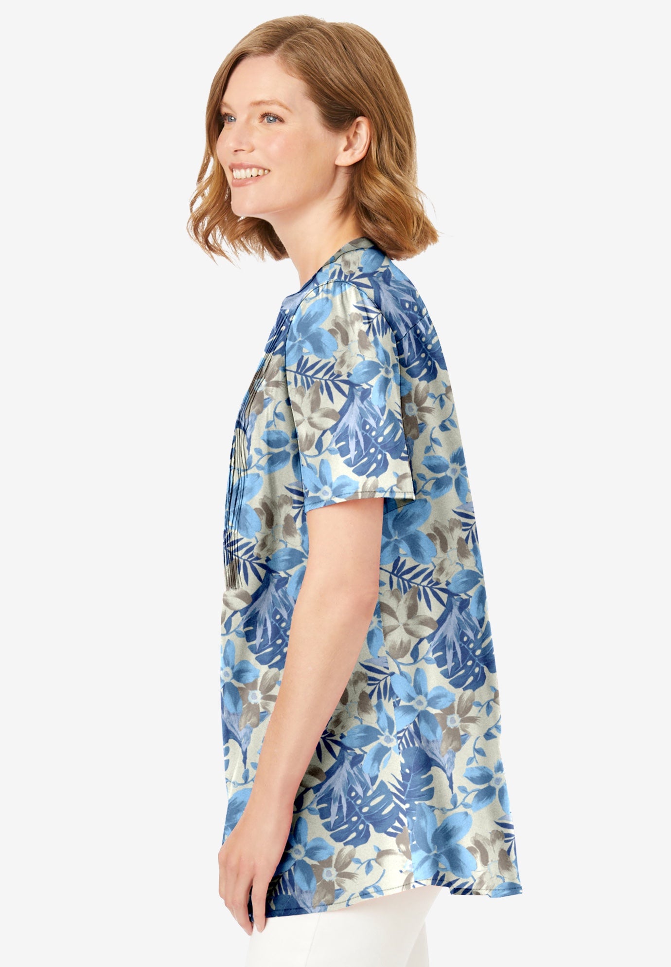 Pintucked Half-Button Tunic image number 2