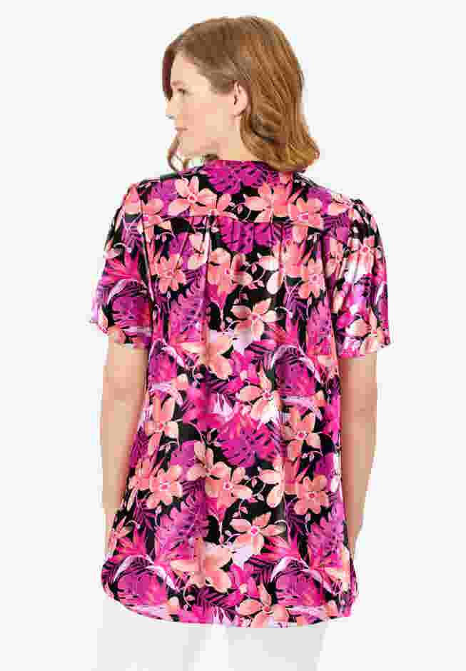 Pintucked Half-Button Tunic image number 1