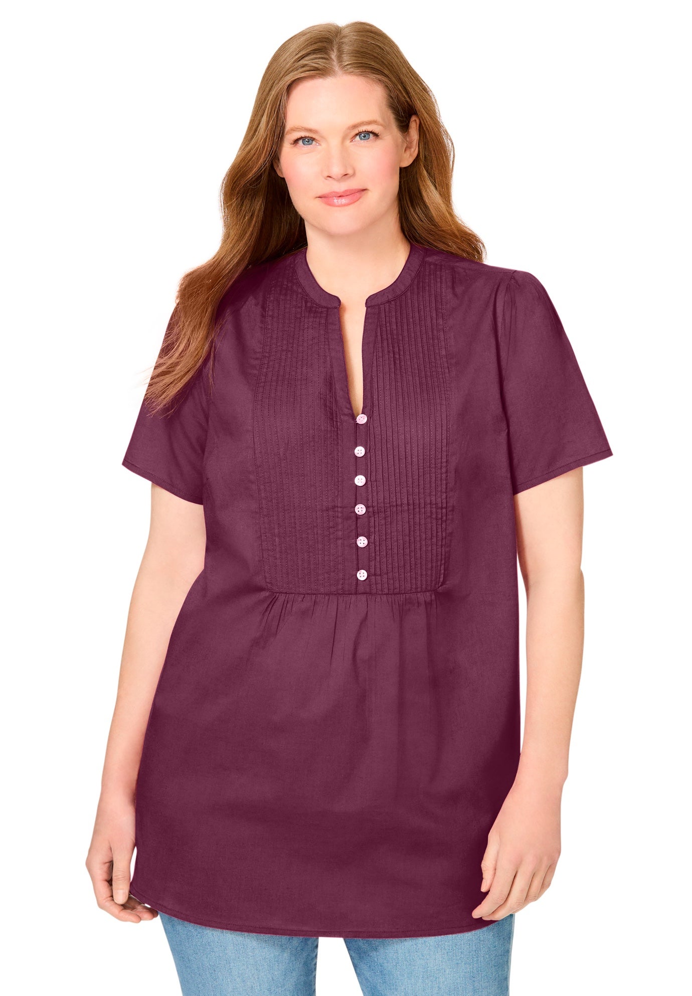 Pintucked Half-Button Tunic image number 0