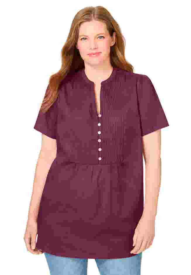 Pintucked Half-Button Tunic image number 0