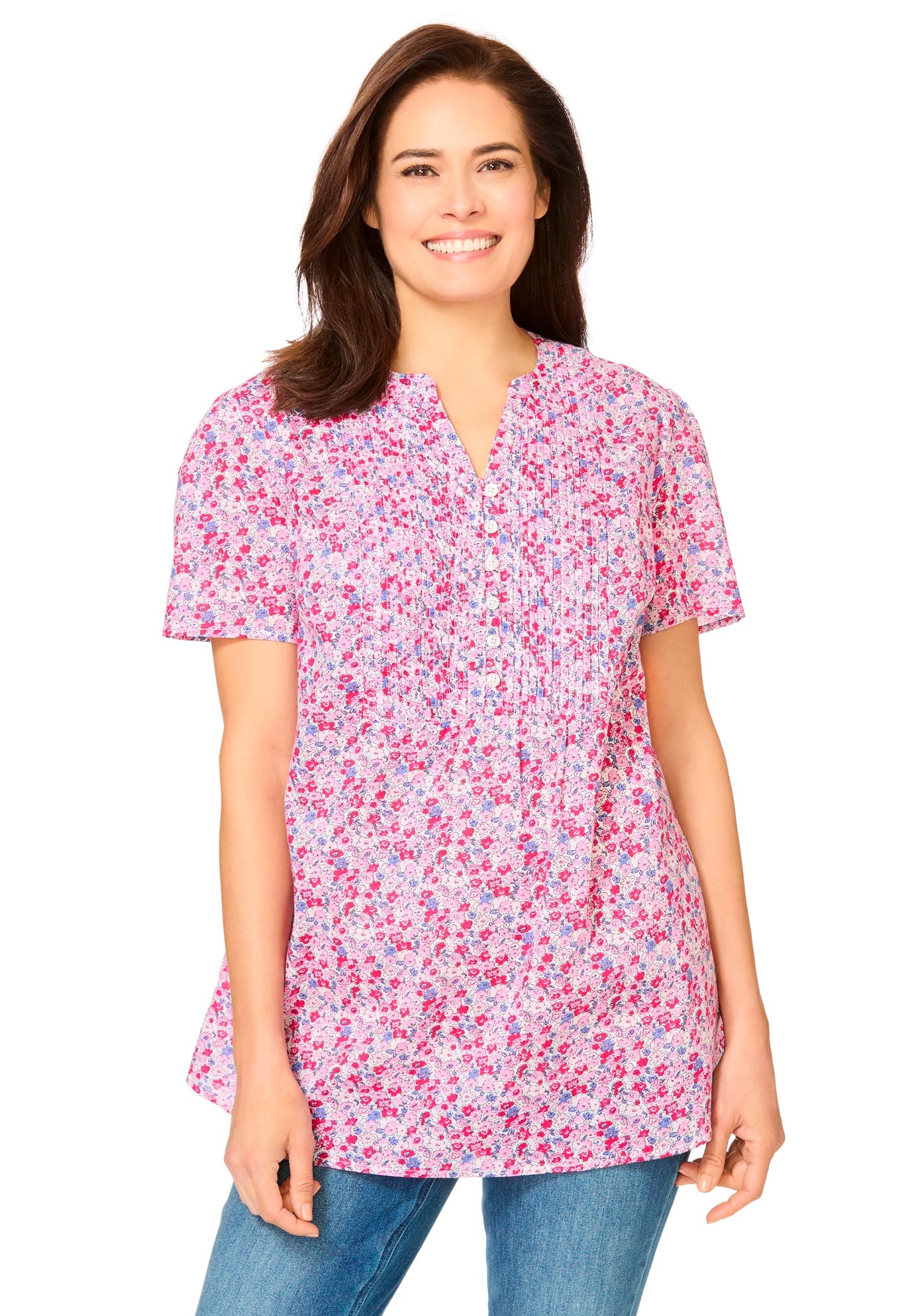 Pintucked Half-Button Tunic image number 0