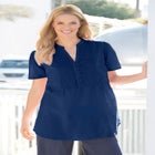 Pintucked Half-Button Tunic image number null