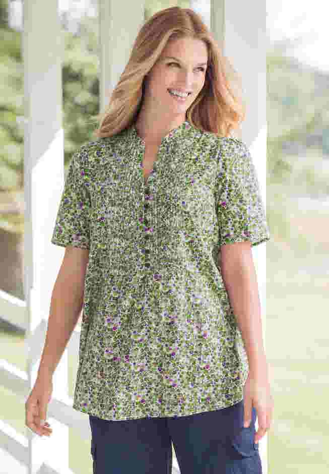Pintucked Half-Button Tunic image number 0