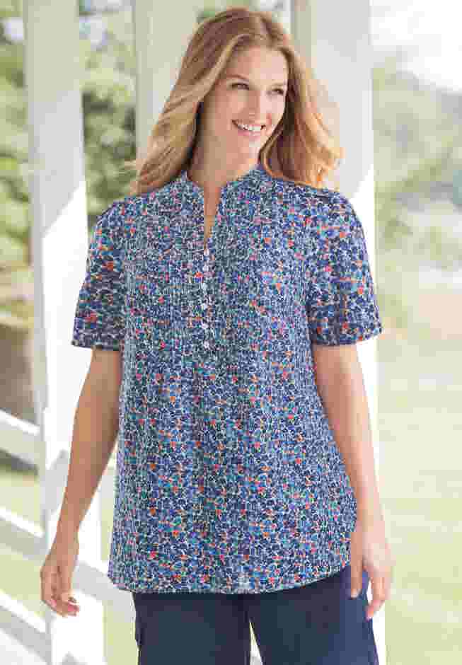 Pintucked Half-Button Tunic image number 1