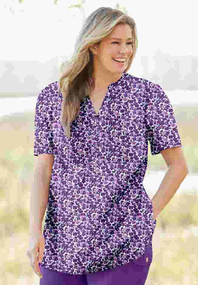 Pintucked Half-Button Tunic image number 0