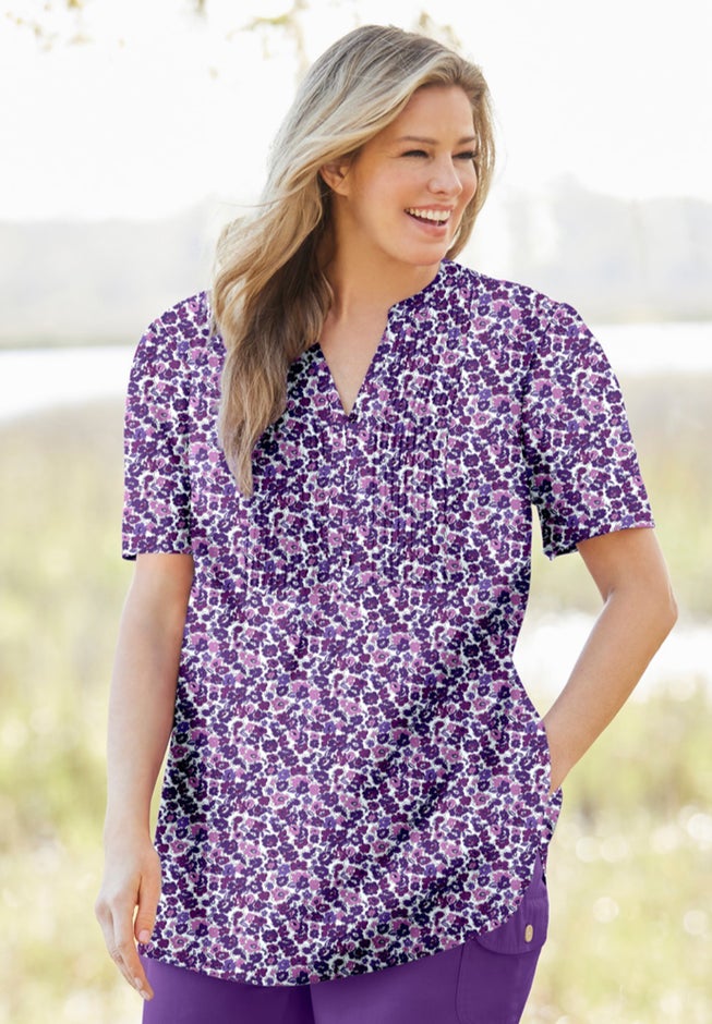 Pintucked Half-Button Tunic image number 0