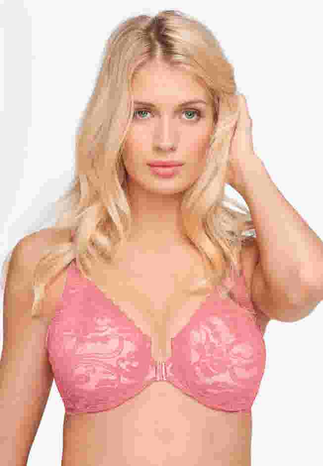 Glamorise® Wonderwire® Stretch Lace Front-Close Underwire Bra image number 0