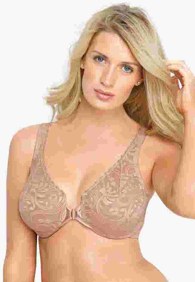 Glamorise® Wonderwire® Stretch Lace Front-Close Underwire Bra image number 0